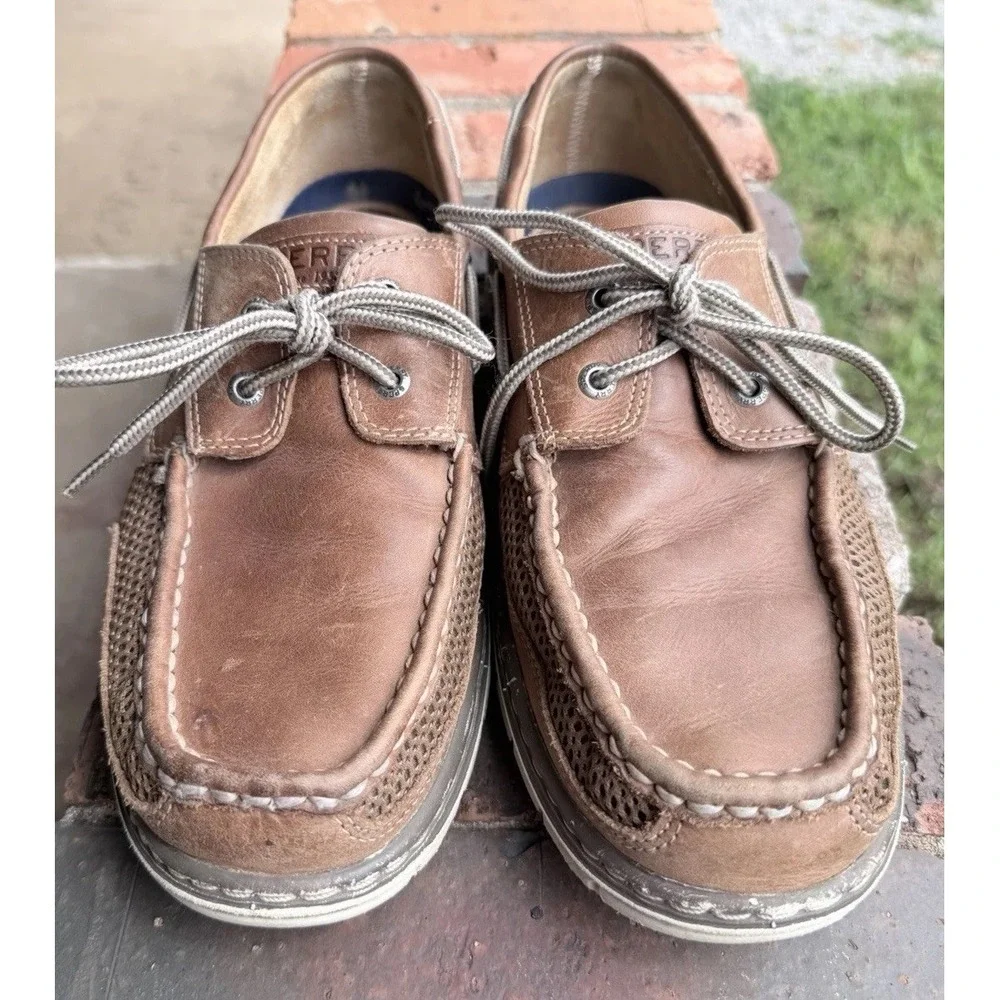 Sperry Top-Sider Authentic Original Boat Shoes Mans 10.5M Tan Leather‎